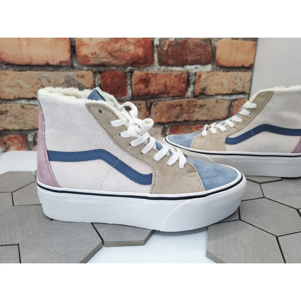 VANS Old Stack Platform Lift Shoes Sk8 Sherpa Faux Fur Stackform Women Sz 8 Knu